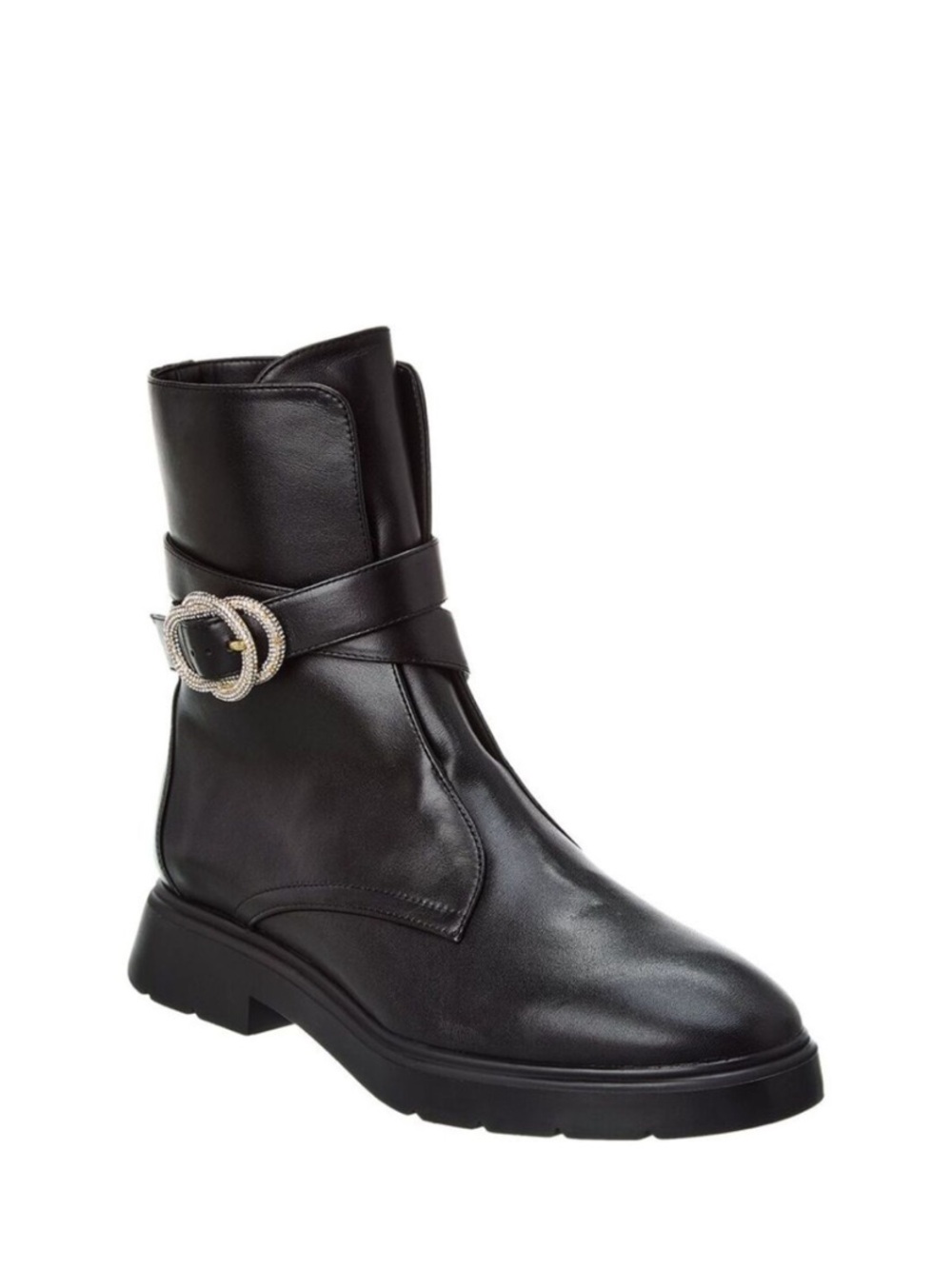 Stuart Weitzman Crystal Buckle leather ankle boots New with Box Size 5